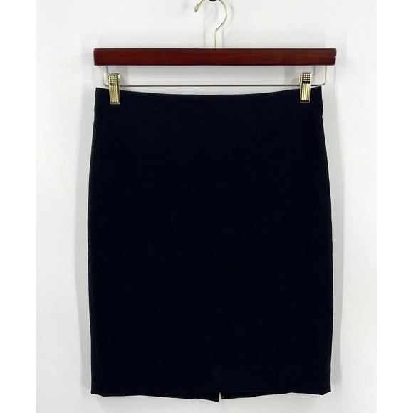 J Crew Pencil Skirt Size 4 Black Solid Straight Career Back Zipper Womens